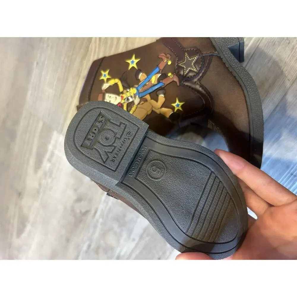 Disney Pixar Toddler Toy Story Woody Pull-on ZIp Up Cowboy Western Boot Brown 5